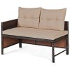 3 Pieces Outdoor Patio Corner Rattan Sofa Set