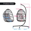 Indoor Outdoor Patio Hanging Egg Chair Wicker Swing Hammock Chair with Stand